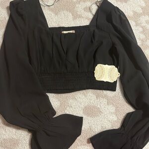 Altar'd State Black Square Neck Blouse
